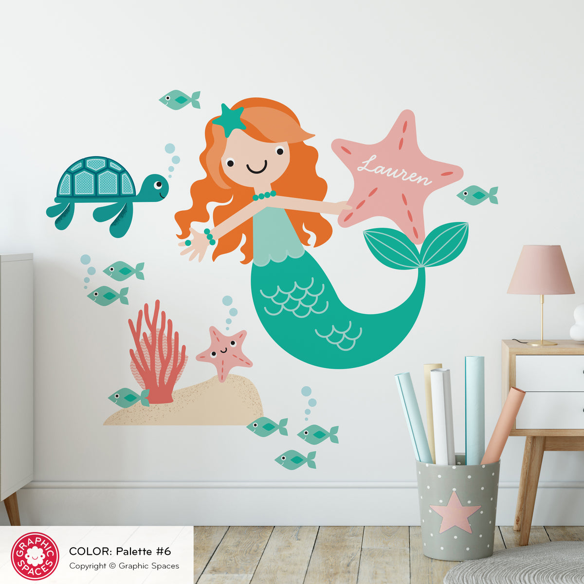 Mermaid &amp; Ocean Friends Fabric Wall Decal