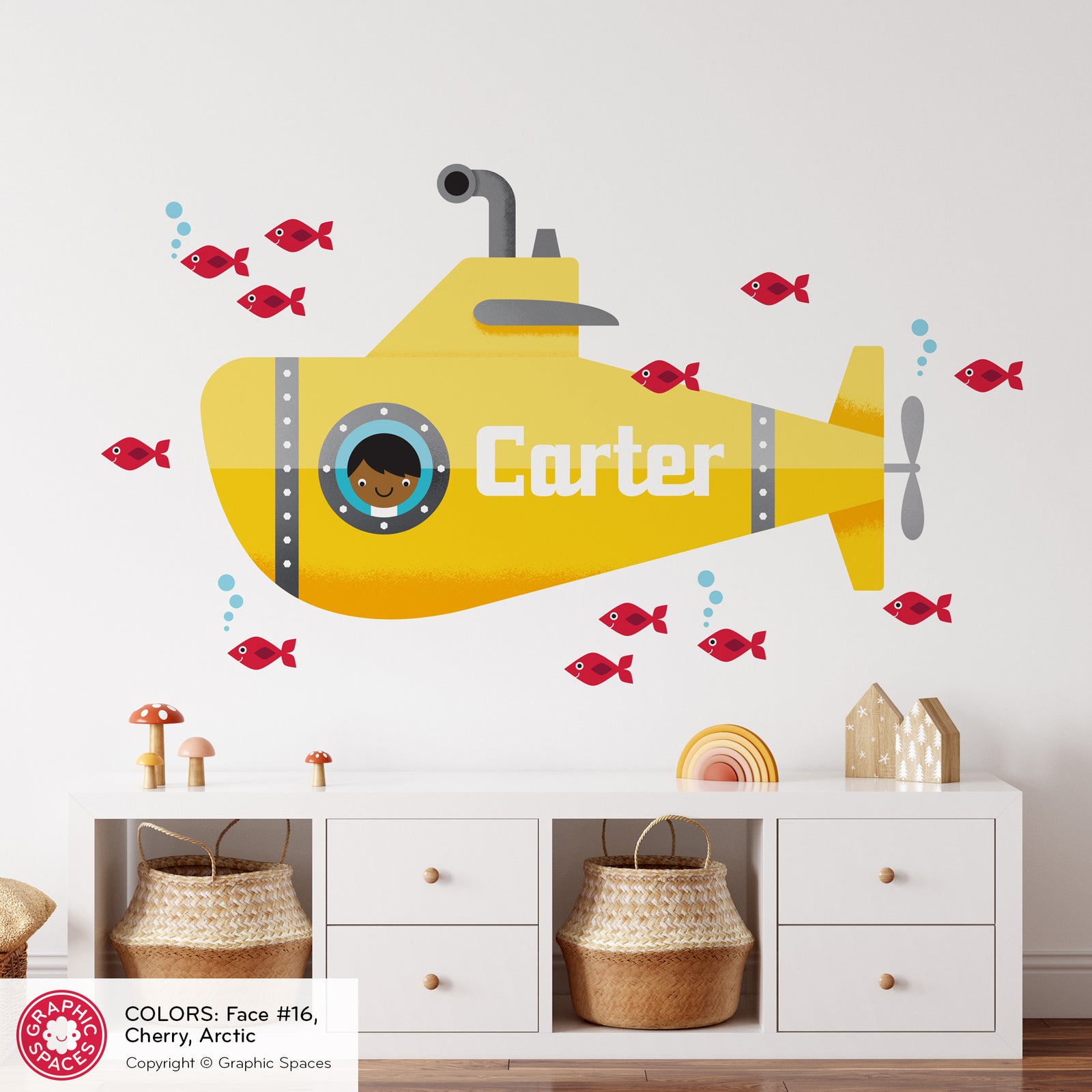 Kids Wall Decal - Submarine (Personalized, Boy) - Graphic Spaces