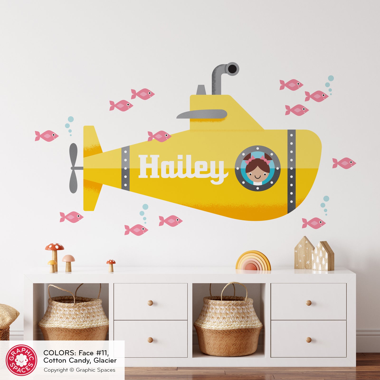 Girl Wall Decal - Submarine (Personalized, Girl) - Graphic Spaces