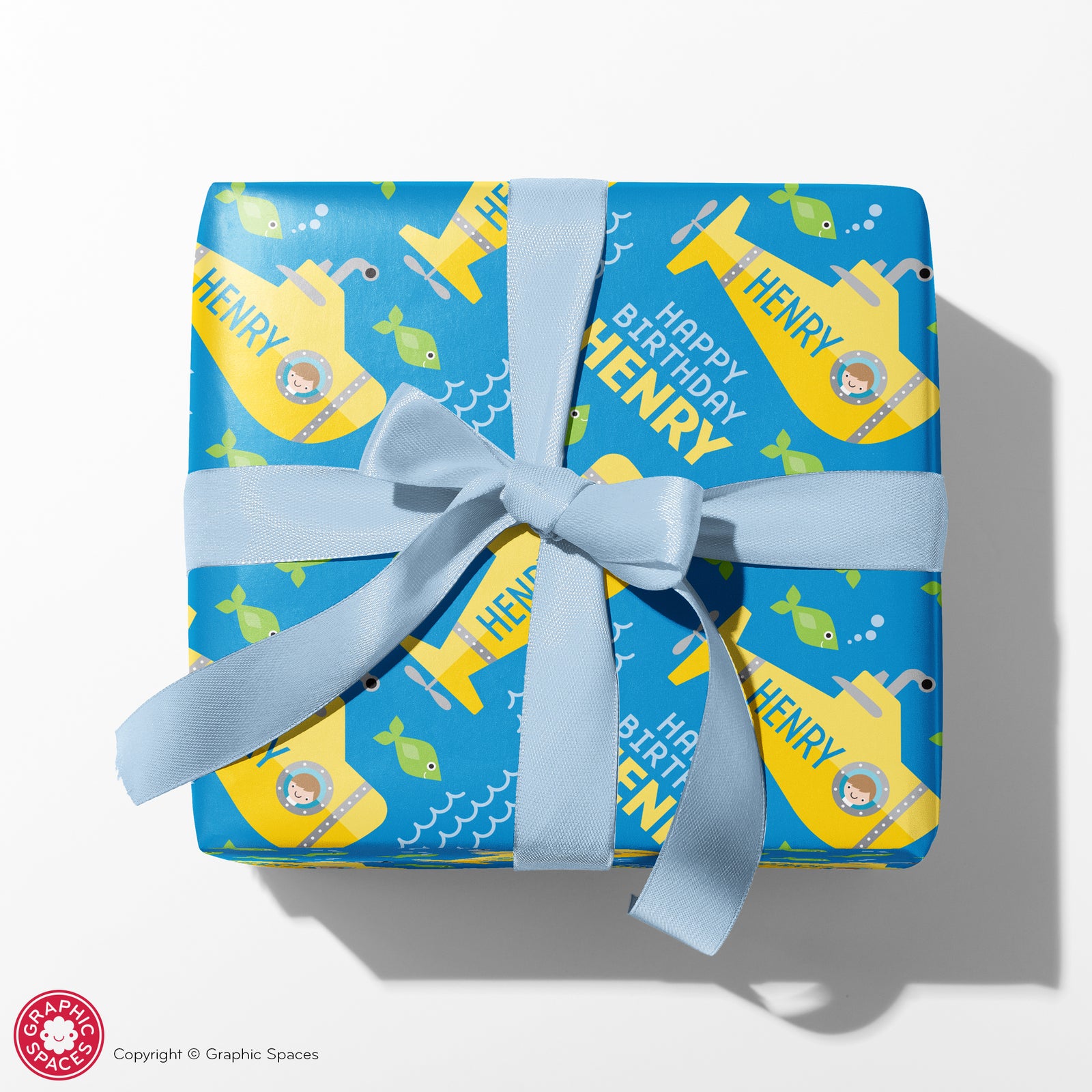 Kids Wrapping Paper - Yellow Submarine Birthday (Personalized) - Graphic Spaces