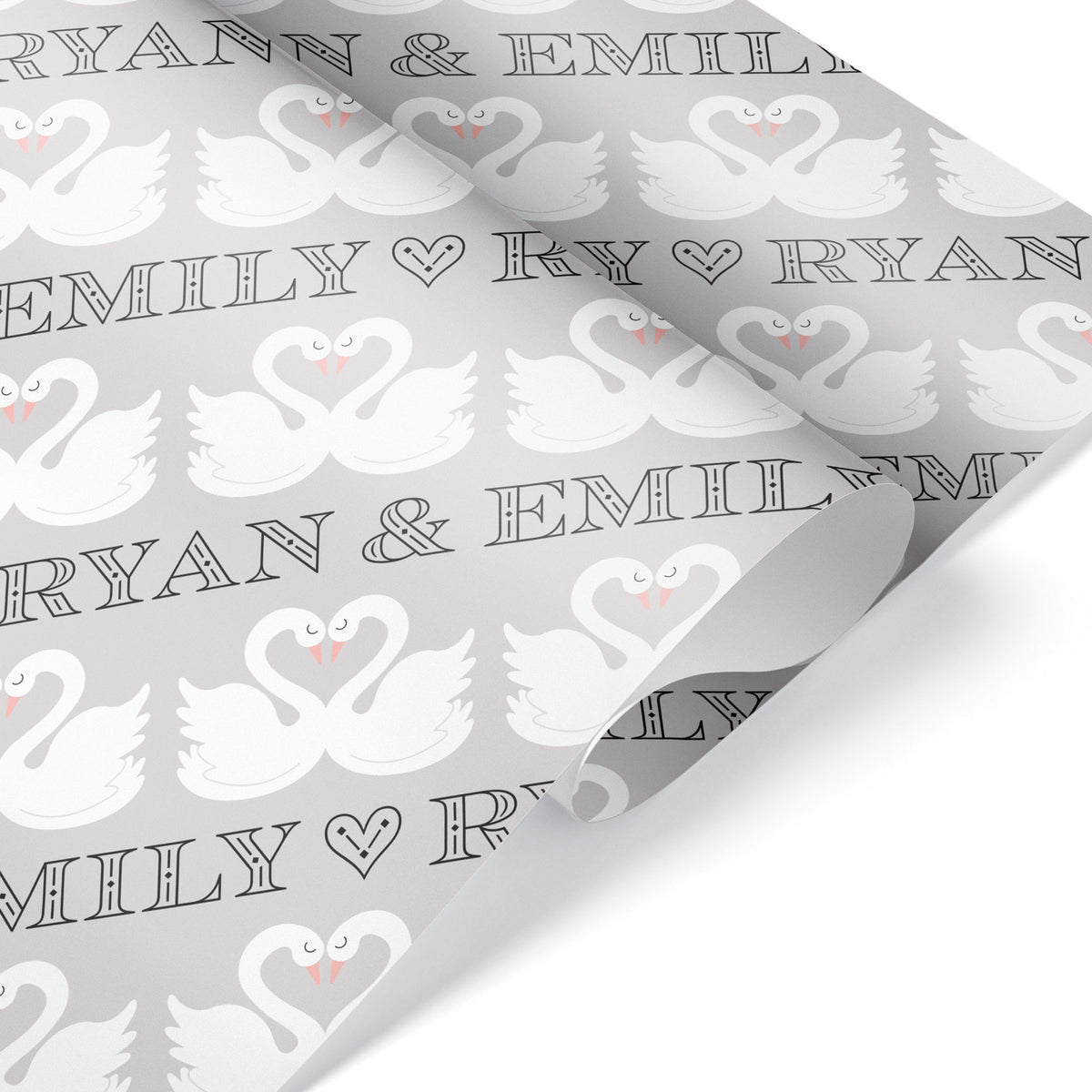 Swan Wedding Personalized Wrapping Paper - GRAY