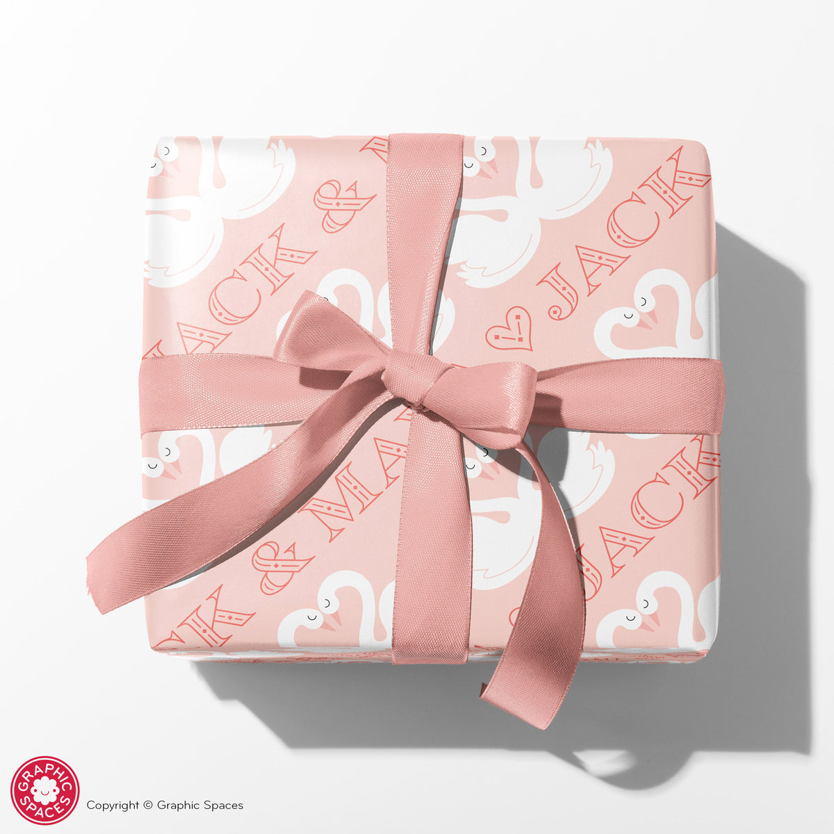 Swan Wedding Personalized Wrapping Paper - BLUSH