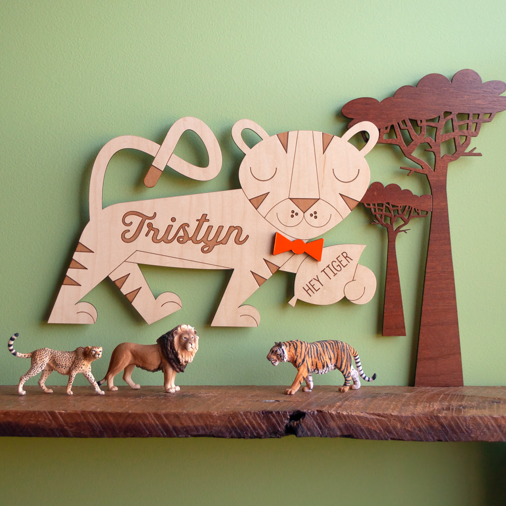 Tiger Wooden Room Sign