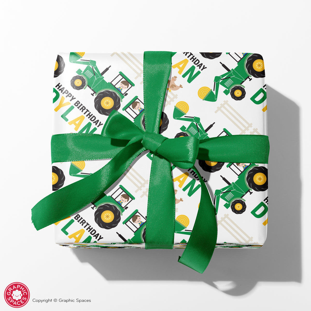 Tractor Birthday Name Wrapping Paper
