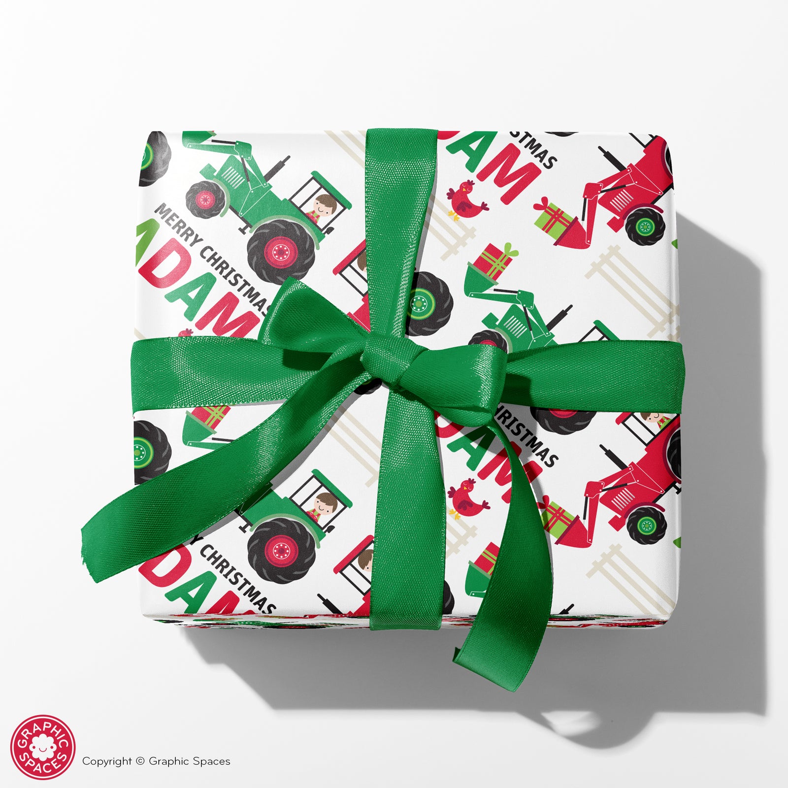 Kids Wrapping Paper - Tractor Christmas (Personalized) - Graphic Spaces