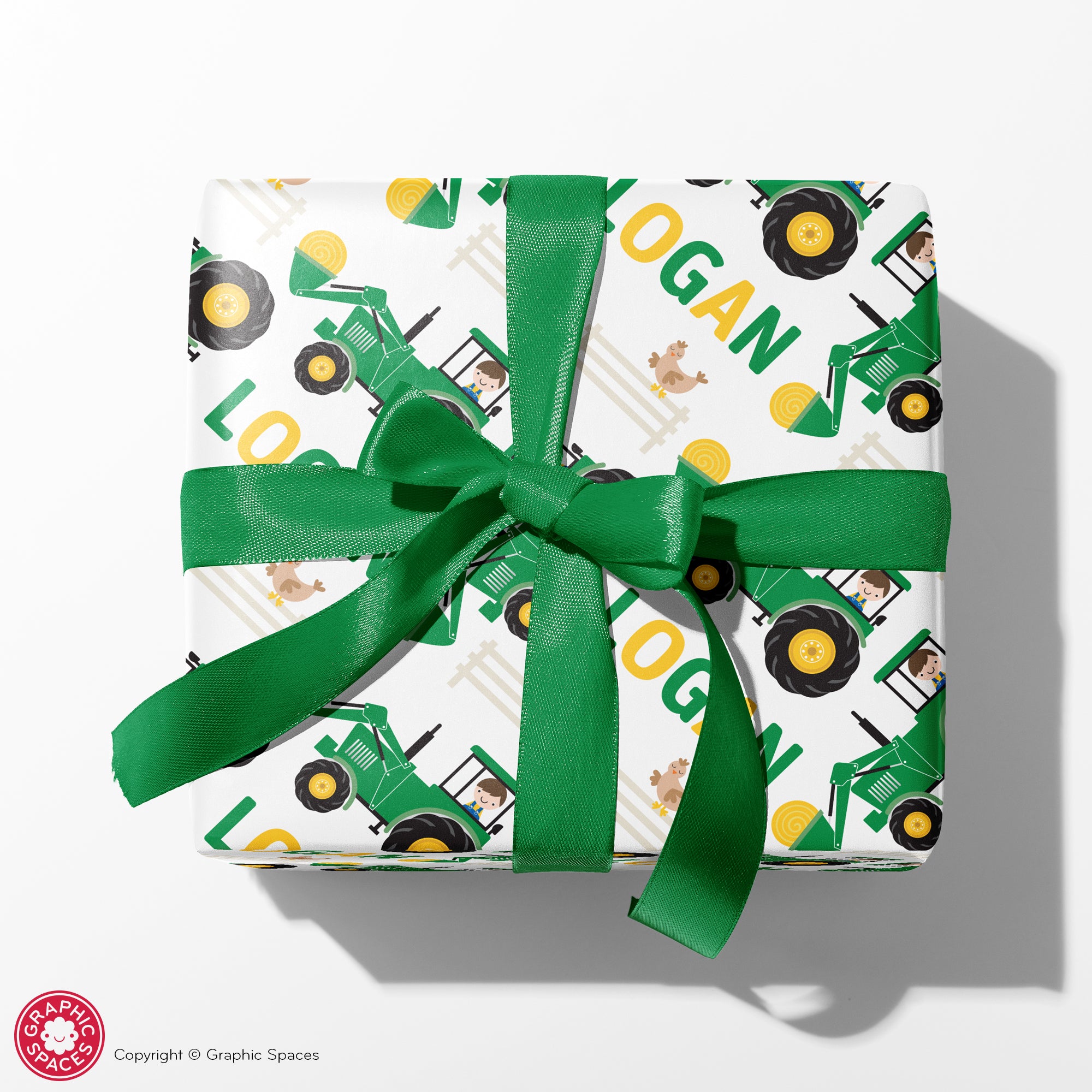 Tractor Christmas Name Wrapping Paper, Personalized Farm Gift Wrap -  Graphic Spaces