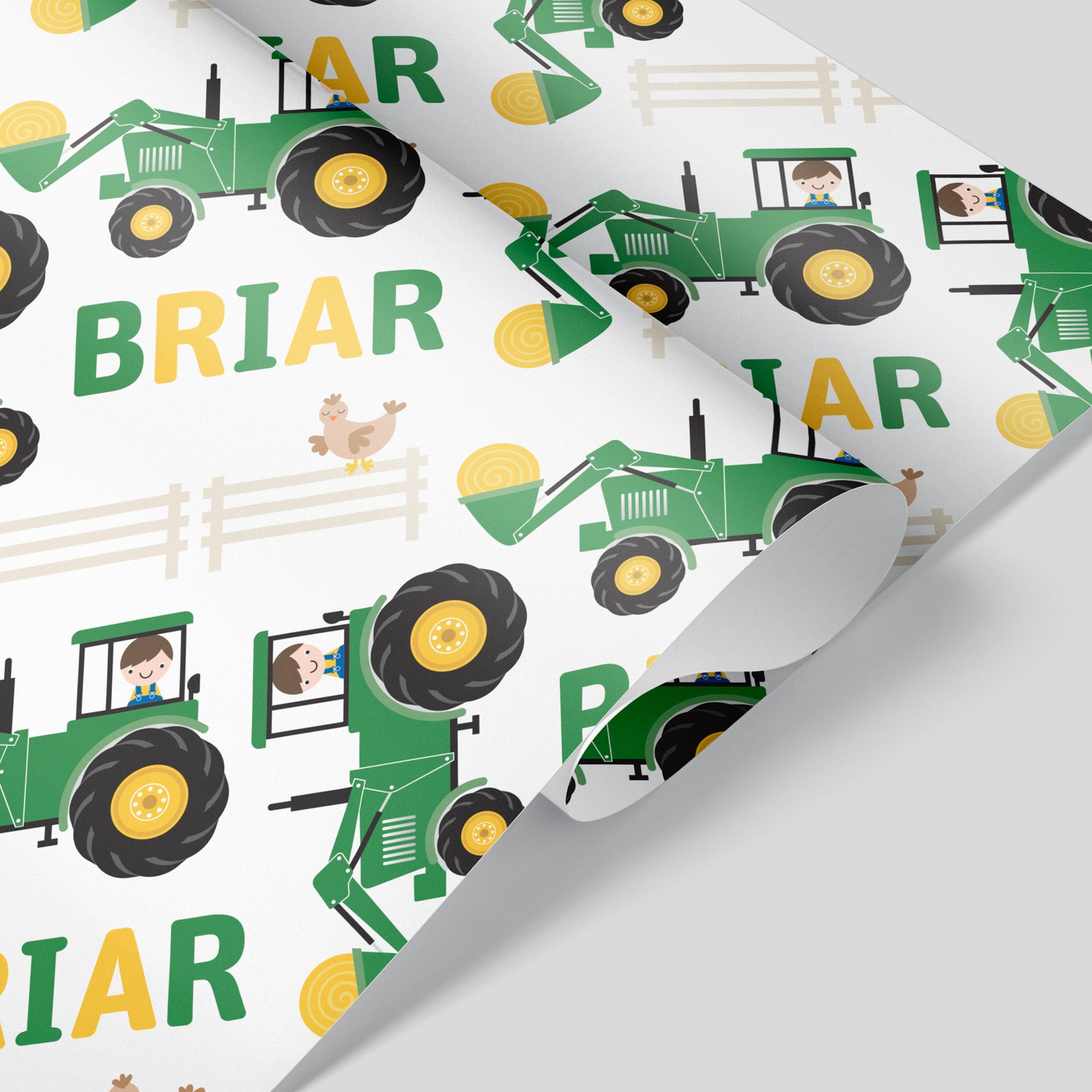 Kids Wrapping Paper - Tractor (Personalized) - Graphic Spaces