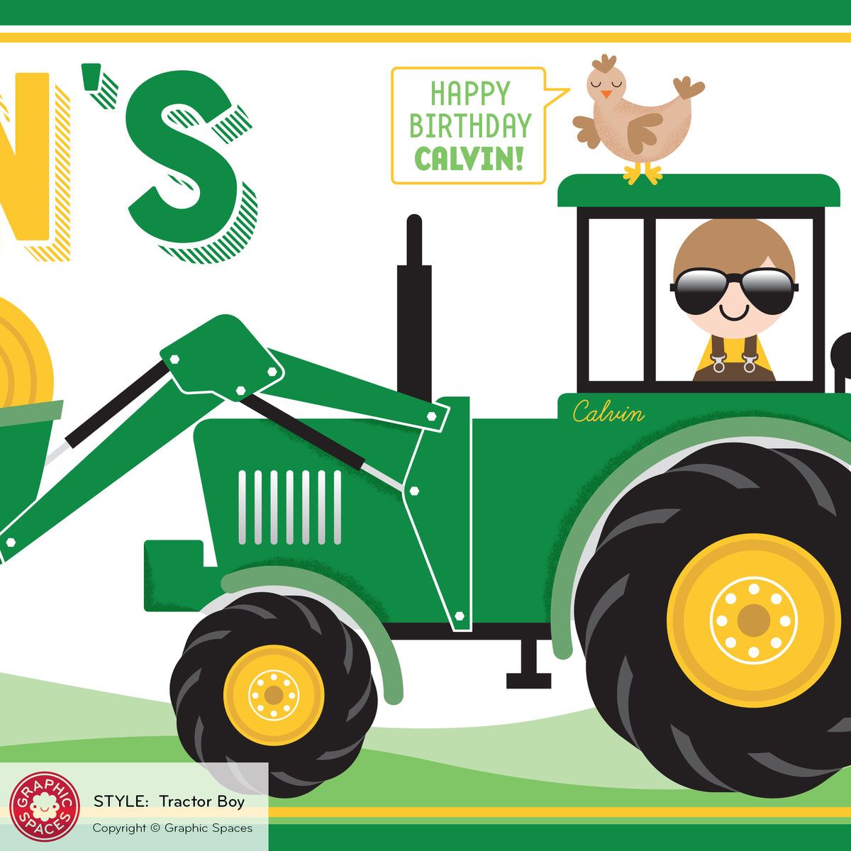 Tractor Boy Birthday Party Banner, Personalized