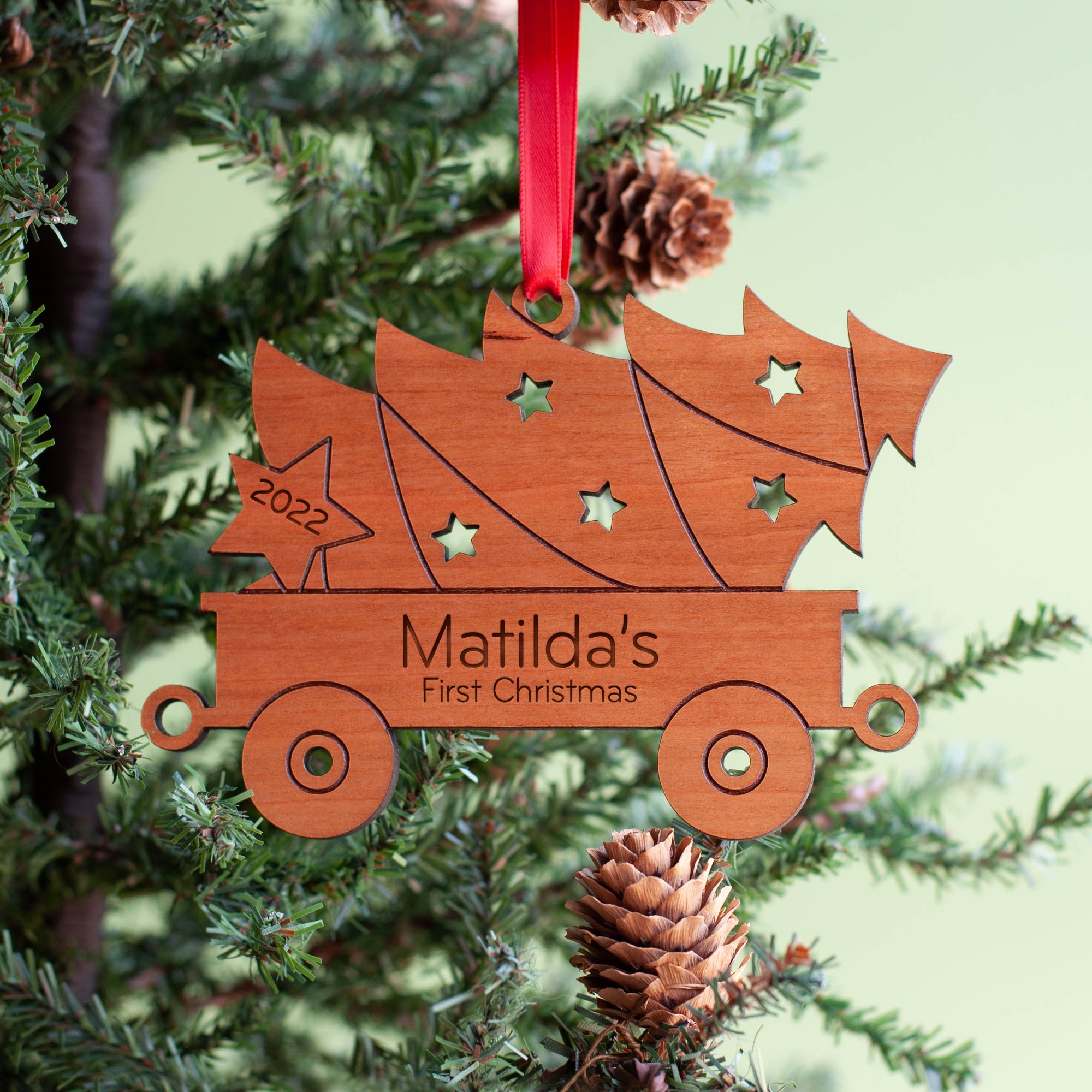 farm tractor tree wagon christmas ornament personalized