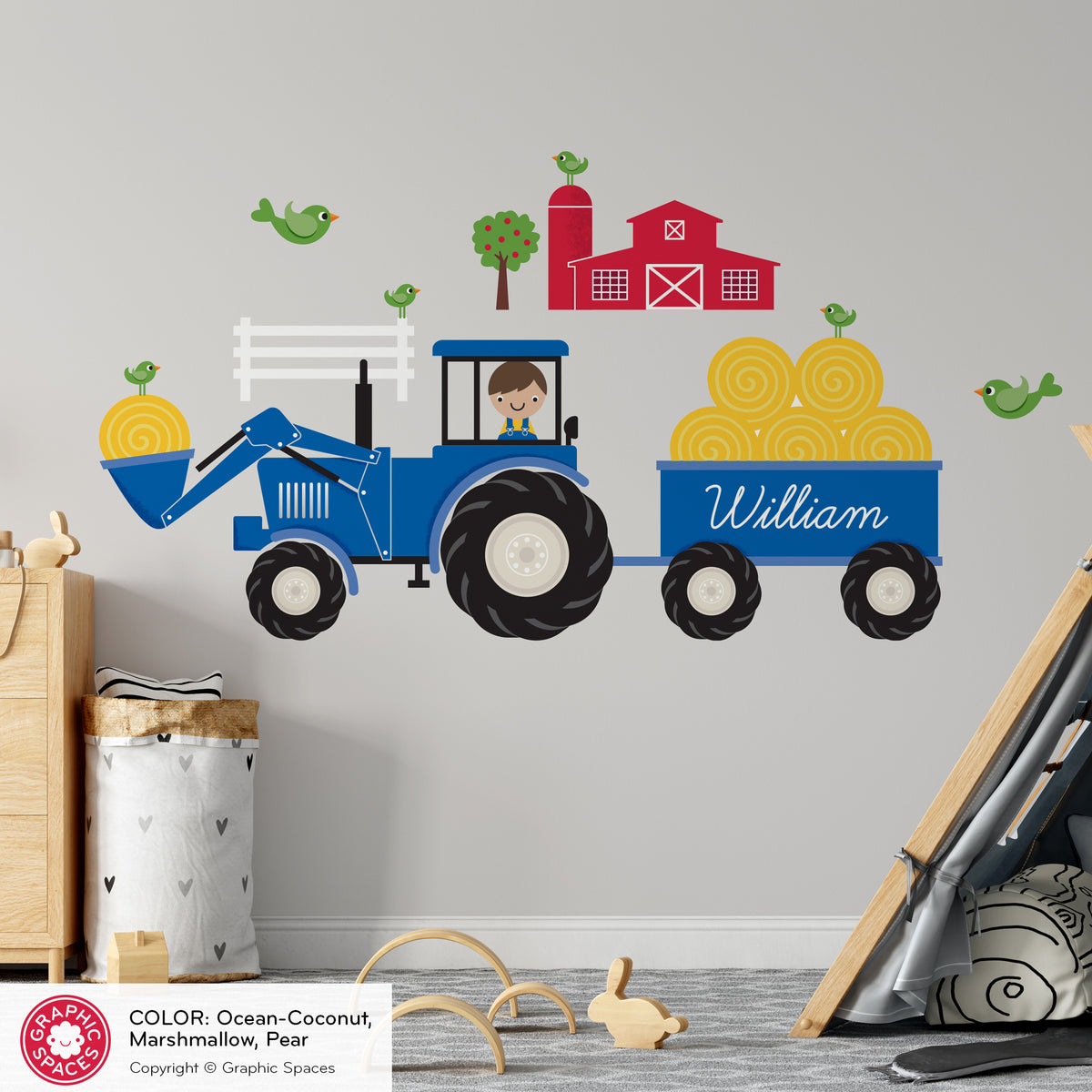 Wall Decal - Tractor (Personalized, Boy)