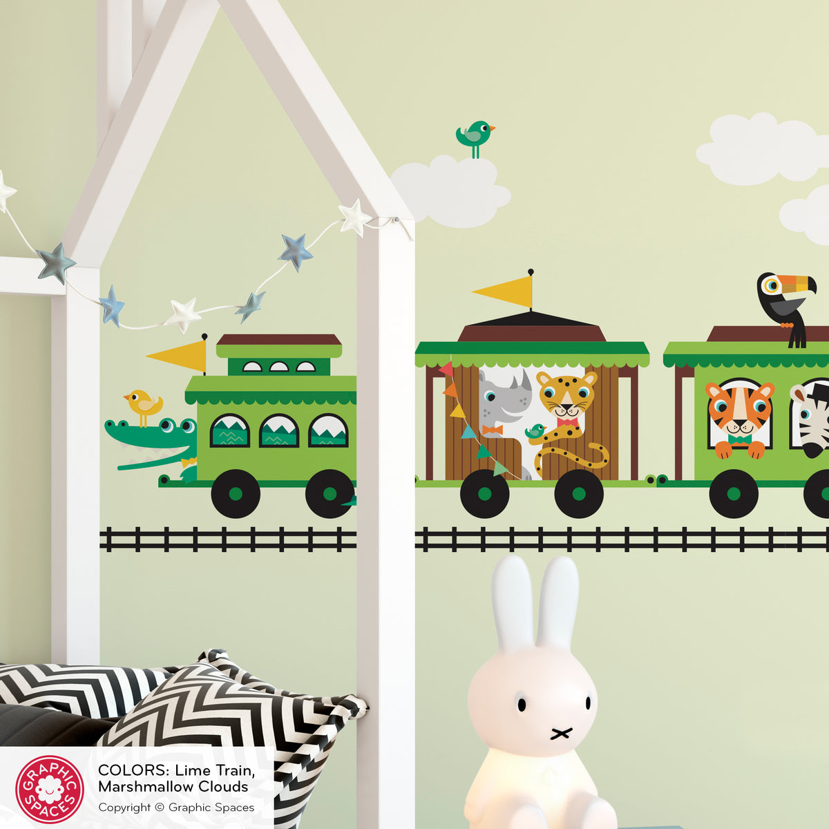 Wall Decal - Safari Animal Train (Personalized, Girl)