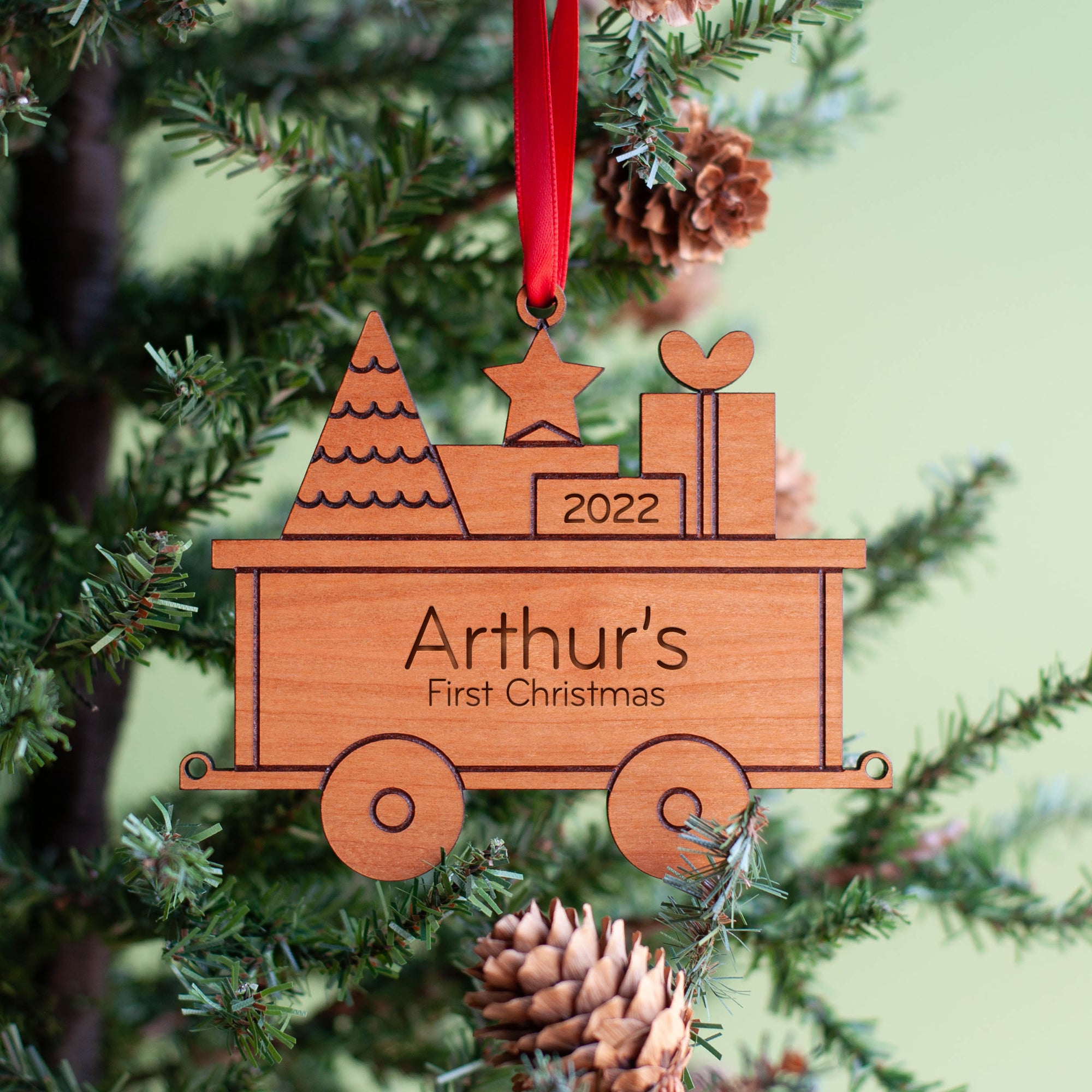 train christmas ornament personalized package car