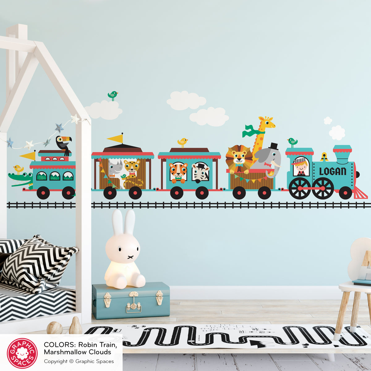 Wall Decal - Safari Animal Train (Personalized, Boy)