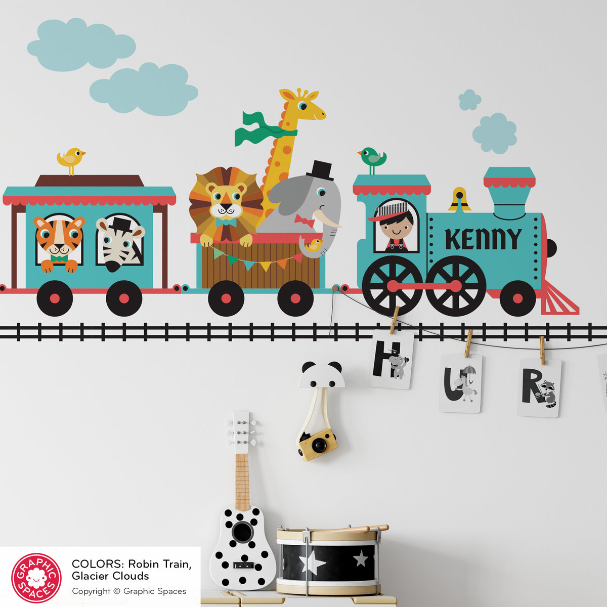 Wall Decal - Safari Animal Train (Personalized, Boy)