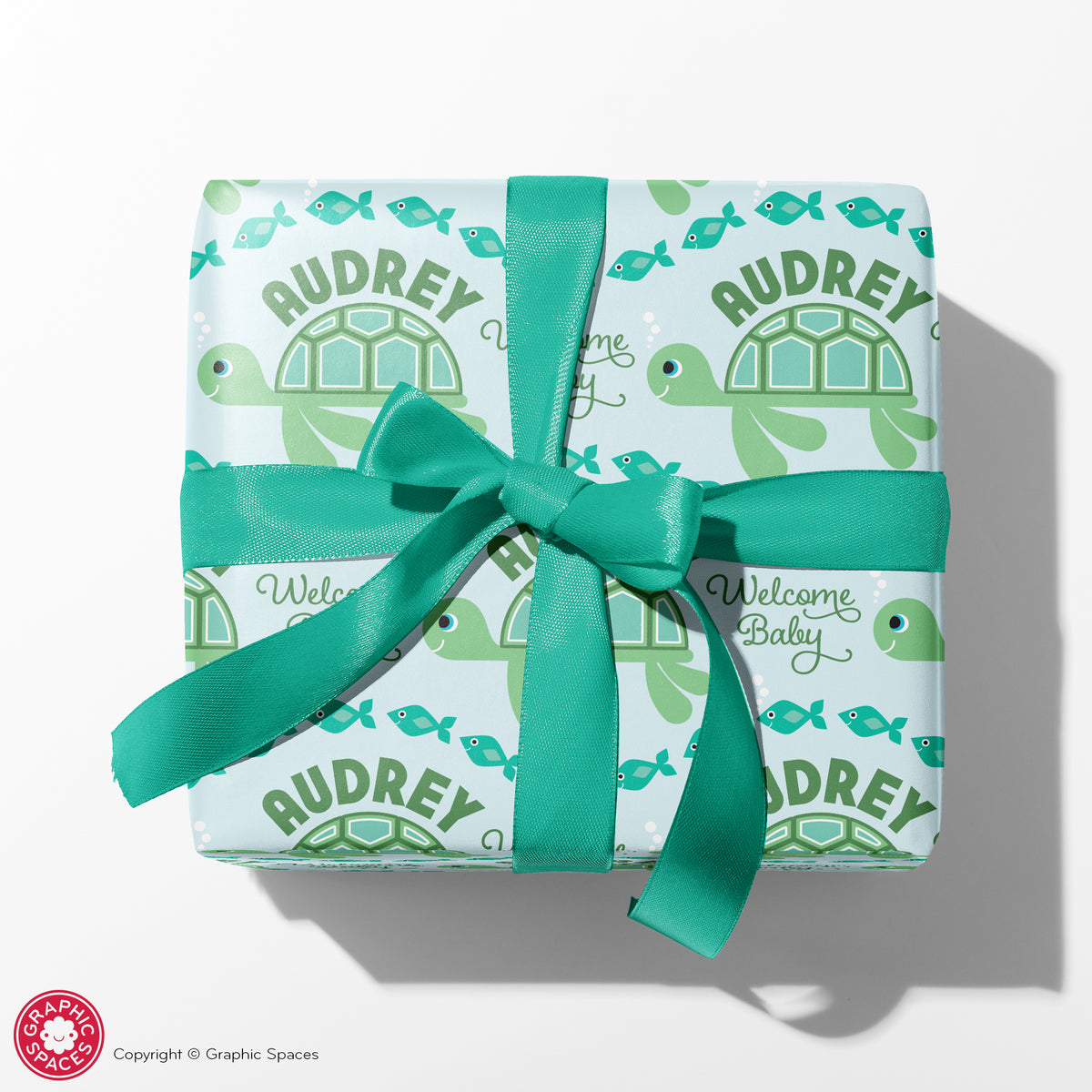 Sea Turtle Personalized Baby Shower Wrapping Paper