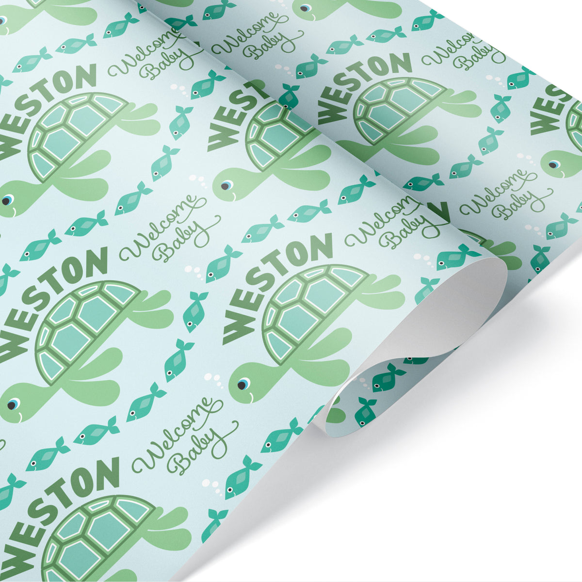Sea Turtle Personalized Baby Shower Wrapping Paper