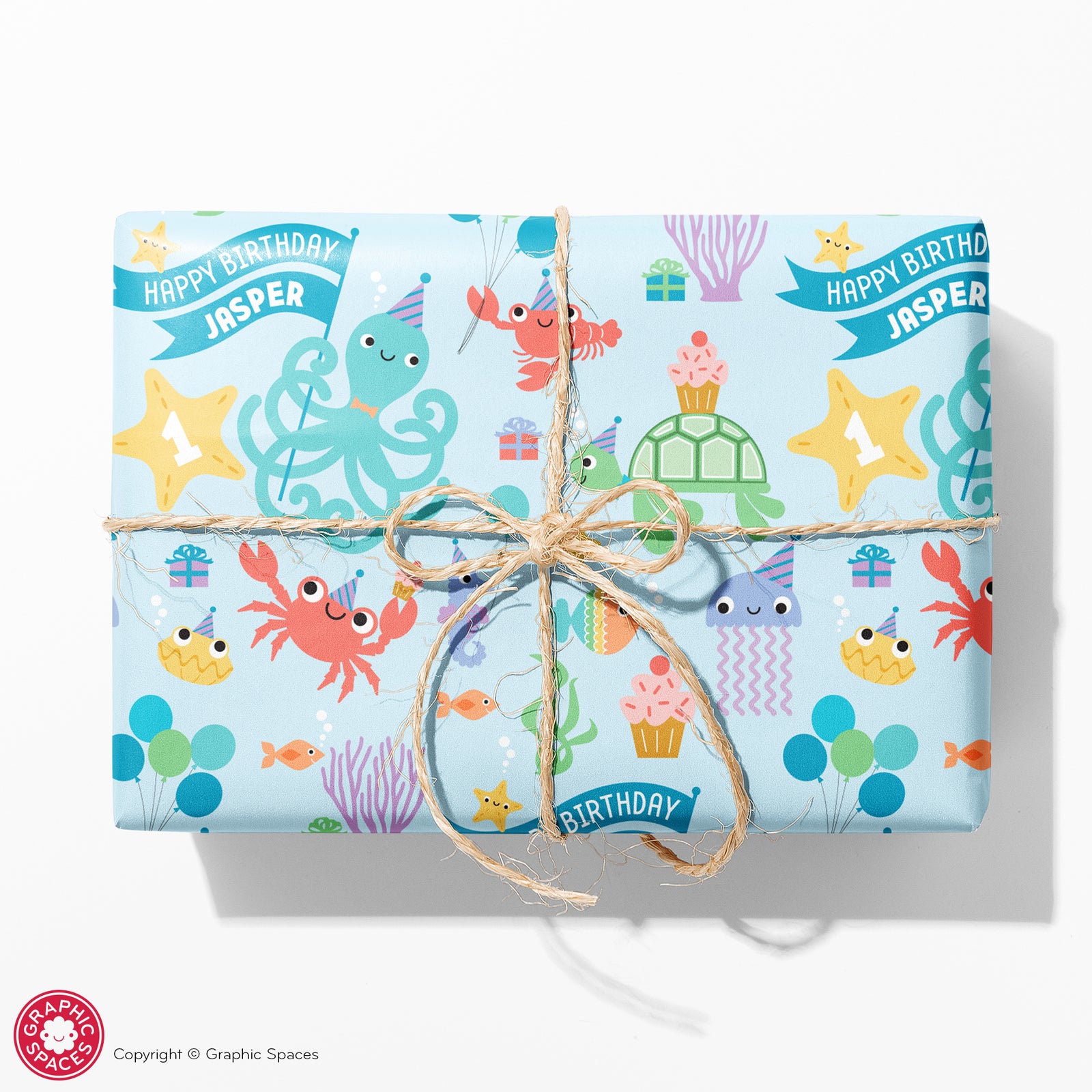 Kids Wrapping Paper - Under-the-Sea Birthday (Personalized) - Graphic Spaces