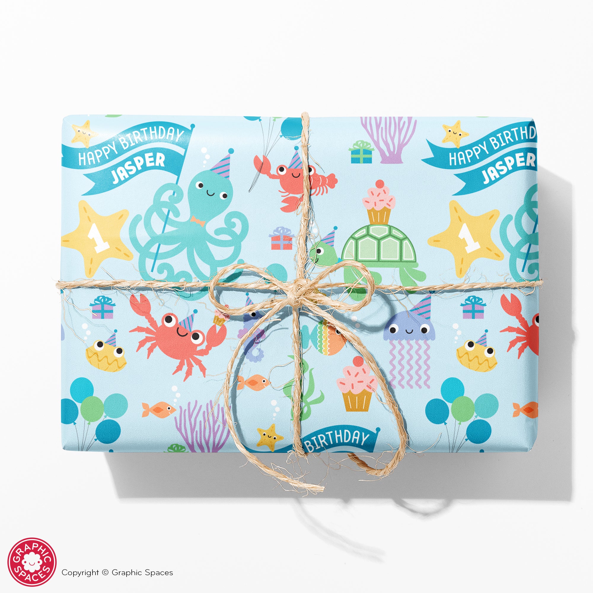 Under the Sea Birthday Personalized Wrapping Paper, Ocean Beach Party -  Graphic Spaces