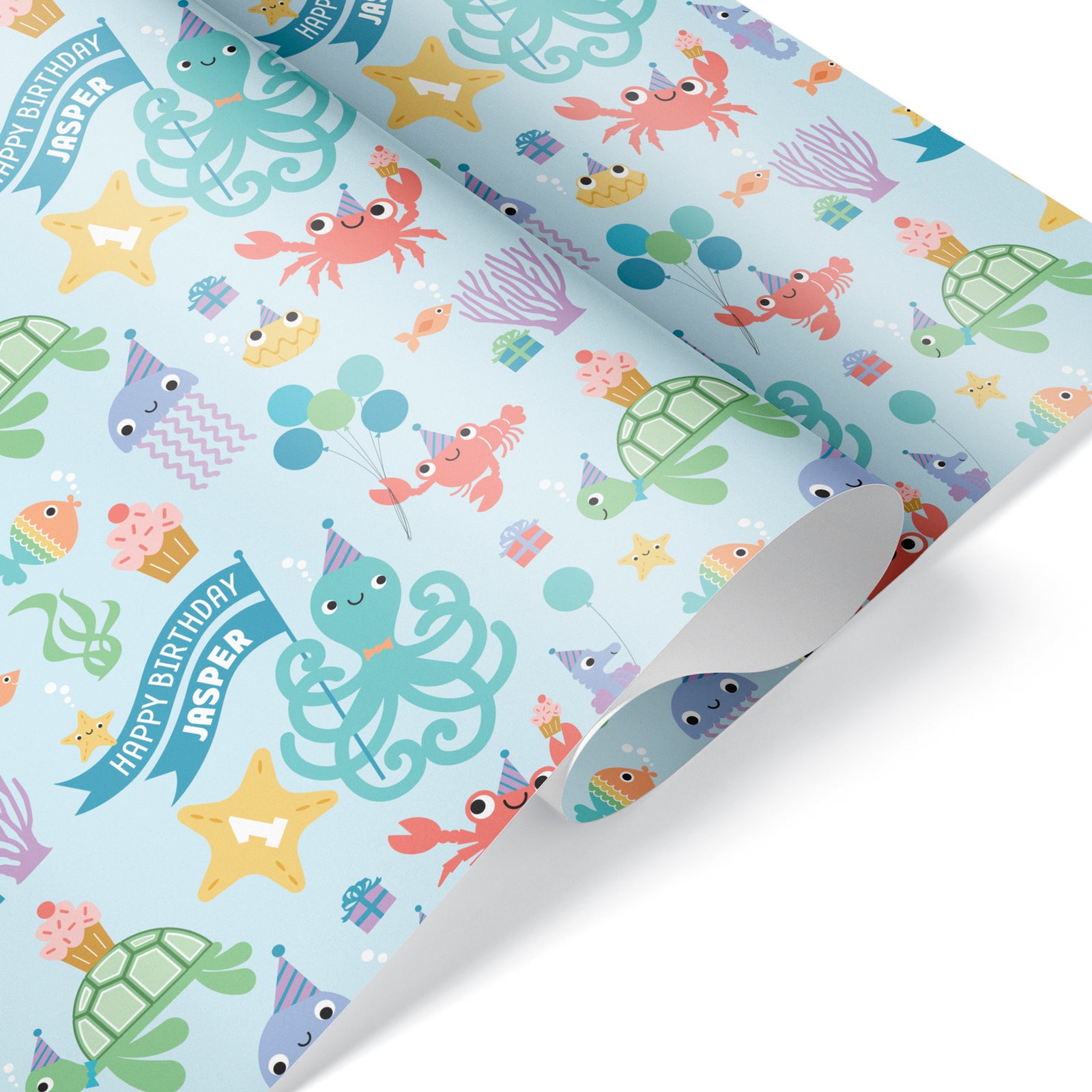 Kids Wrapping Paper - Under-the-Sea Birthday (Personalized) - Graphic Spaces