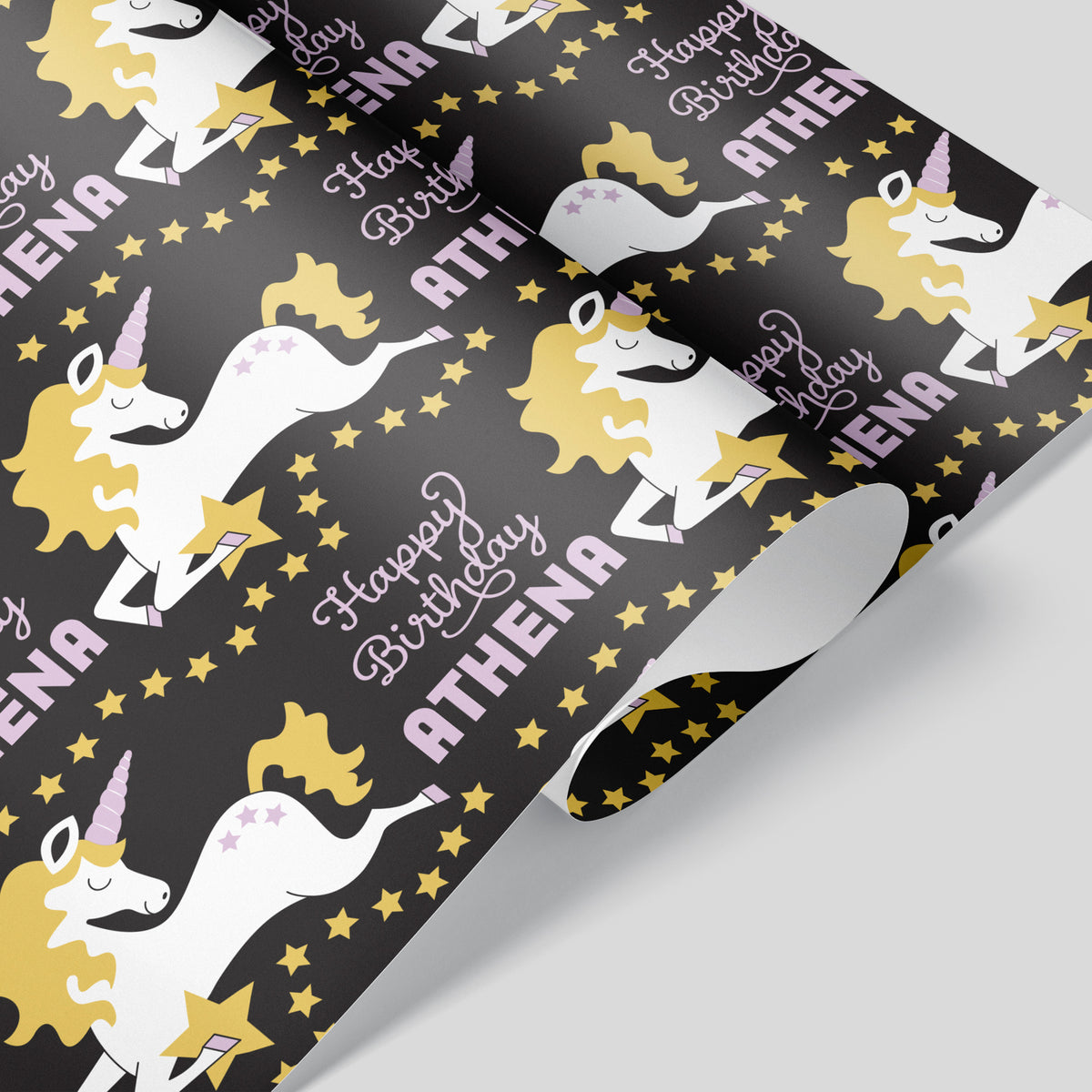 Unicorn Birthday Personalized Name Wrapping Paper