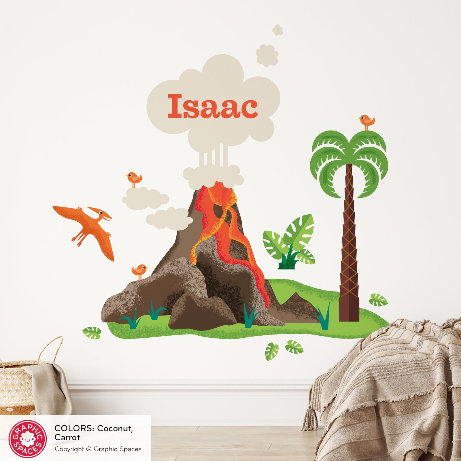 Kids Wall Decal - Volcano (Personalized) - Graphic Spaces