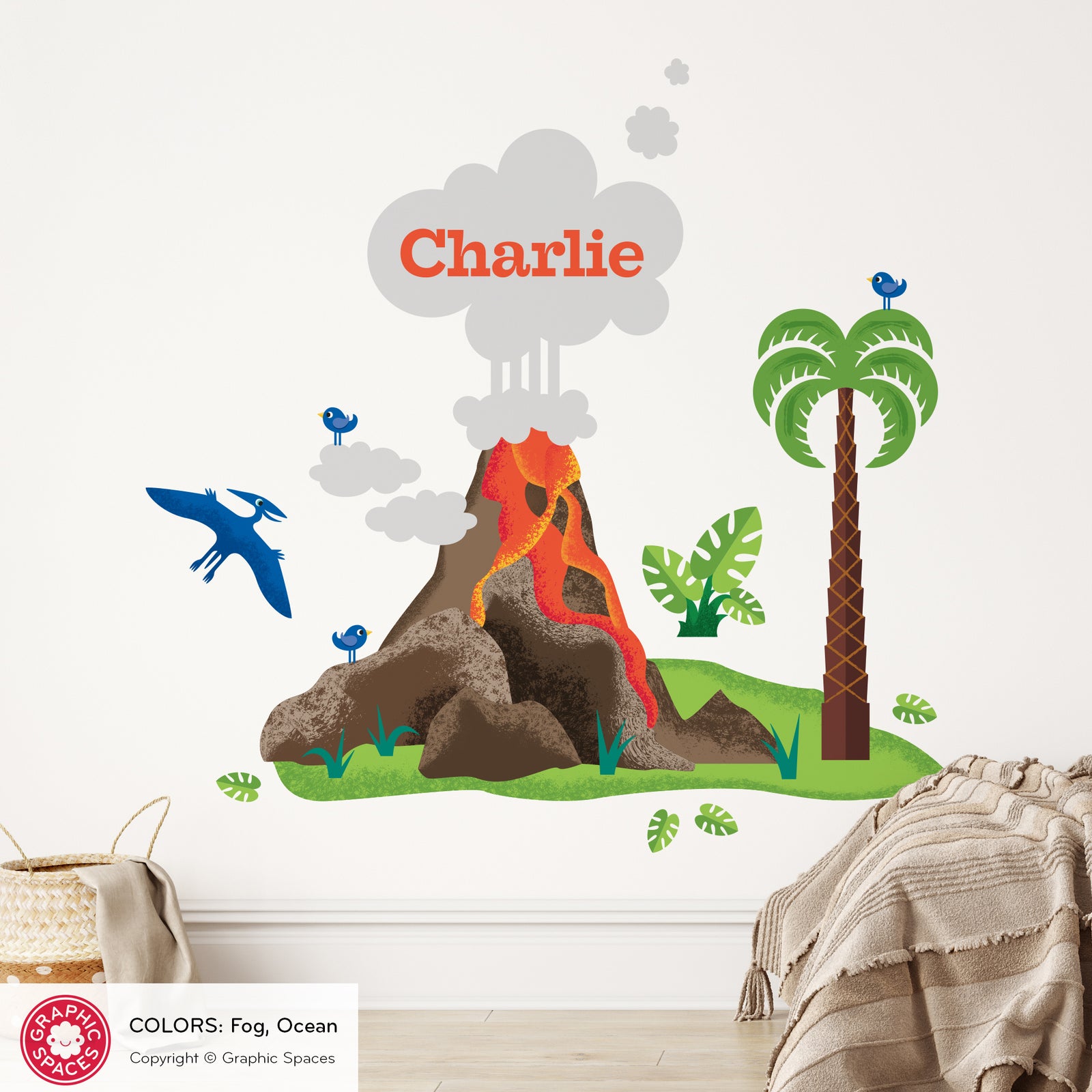 Kids Wall Decal - Volcano (Personalized) - Graphic Spaces