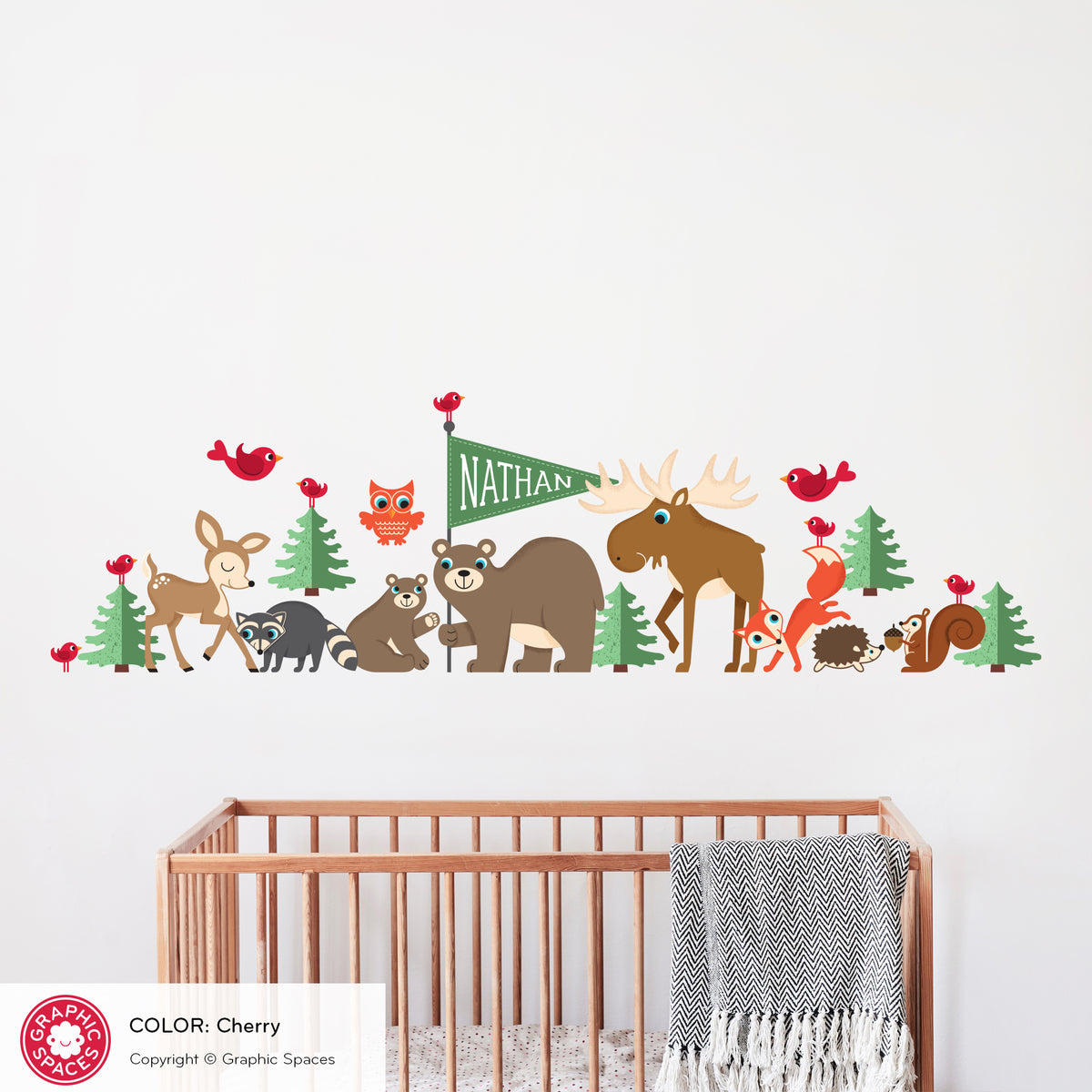 Woodland Animal Parade Fabric Wall Decal