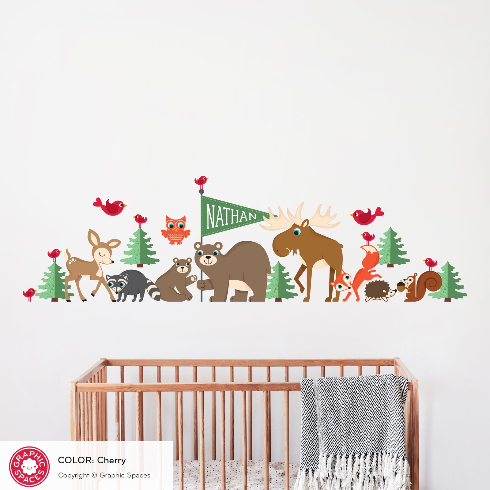 Nursery Wall Decal - Woodland Animal Parade (Personalized) - Graphic Spaces