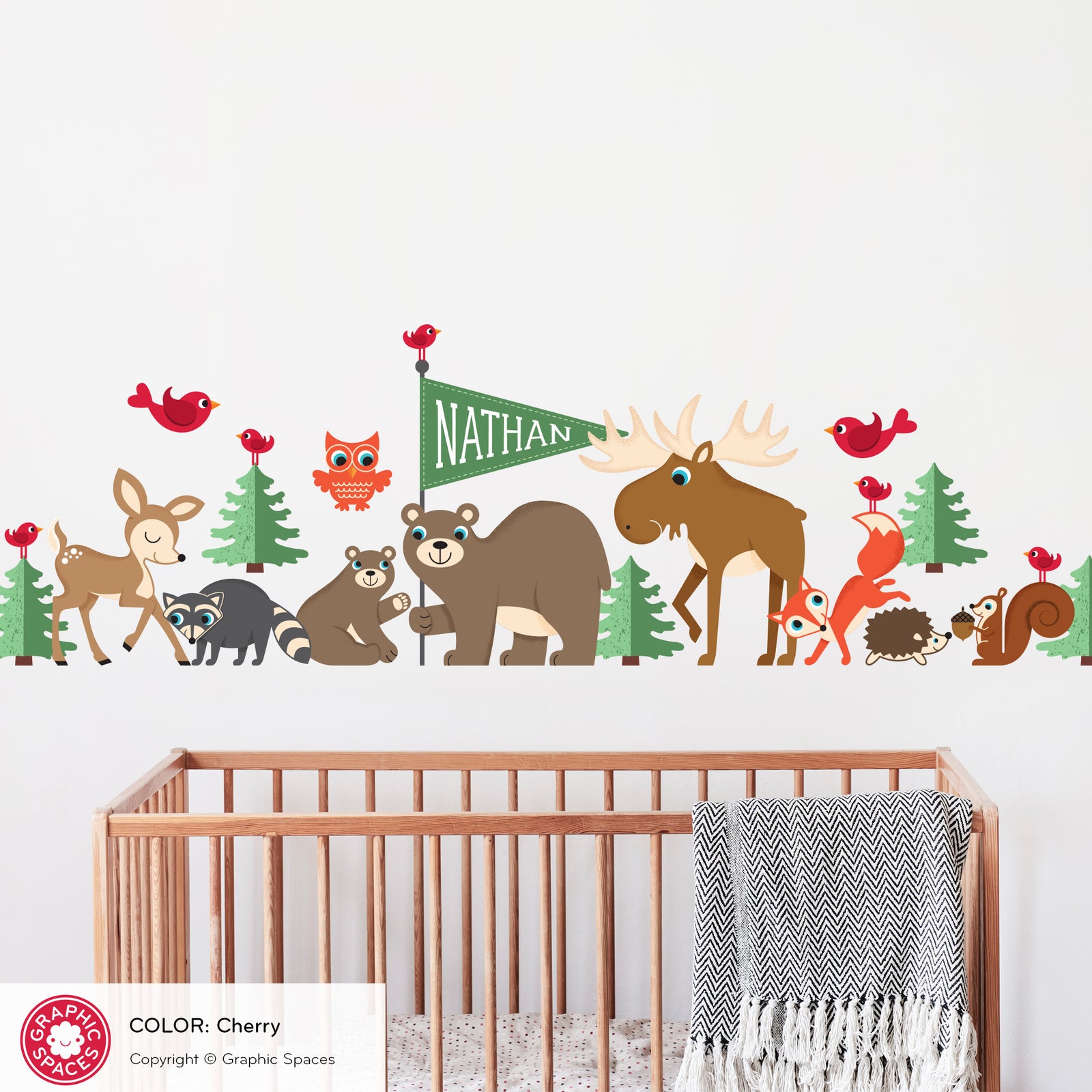 Nursery Wall Decal - Woodland Animal Parade (Personalized) - Graphic Spaces