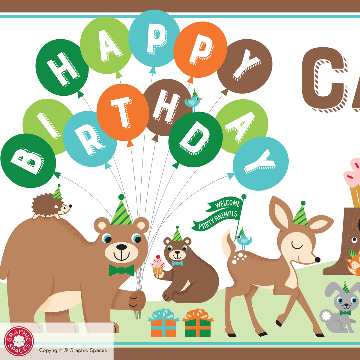 Woodland Animals Birthday Party Banner, Personalized