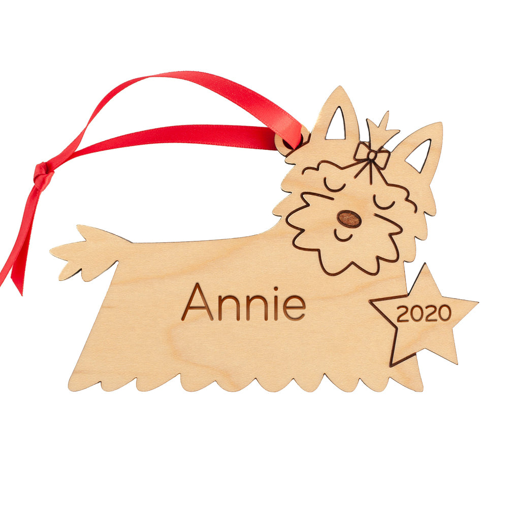 Christmas Ornament - Wood Yorkshire Terrier (personalized)