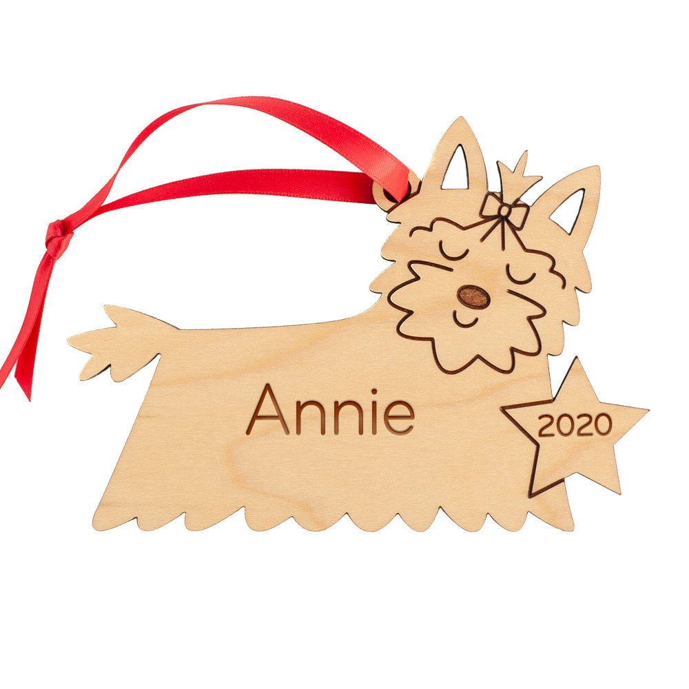 Yorkshire Terrier Wooden Christmas Ornament - Personalized