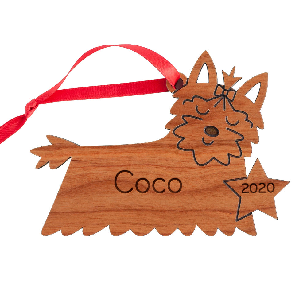 Christmas Ornament - Wood Yorkshire Terrier (personalized)