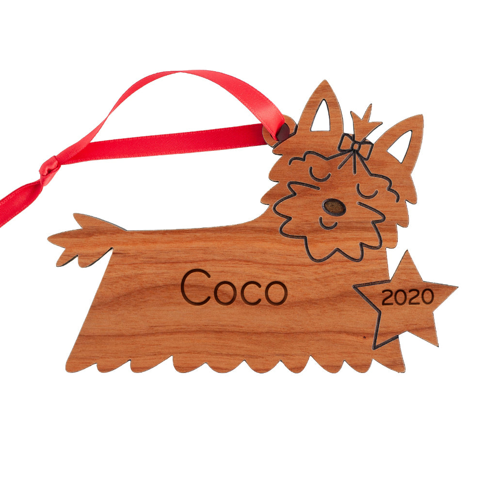 Yorkshire Terrier Wooden Christmas Ornament - Personalized