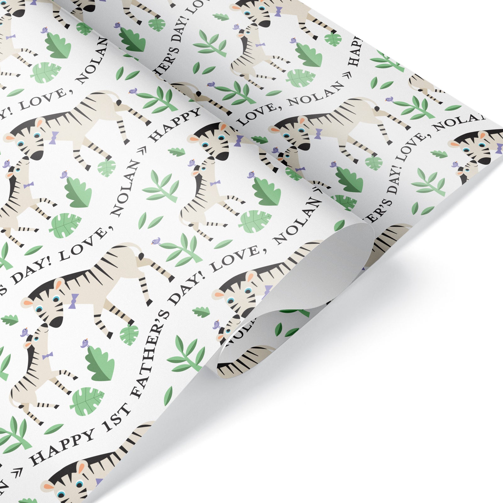 Kids Wrapping Paper - Zebra Message (Personalized) - Graphic Spaces
