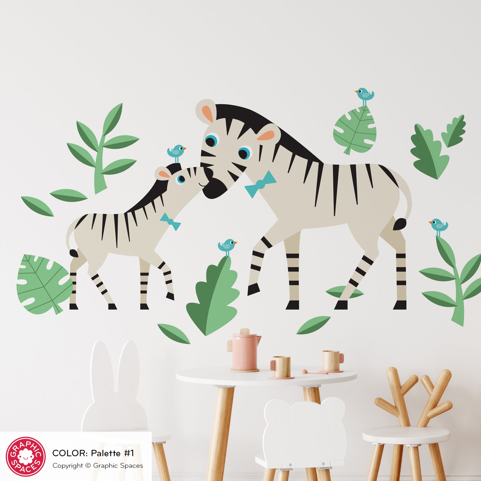 Nursery Wall Decal - Zebra Mommy & Baby - Graphic Spaces