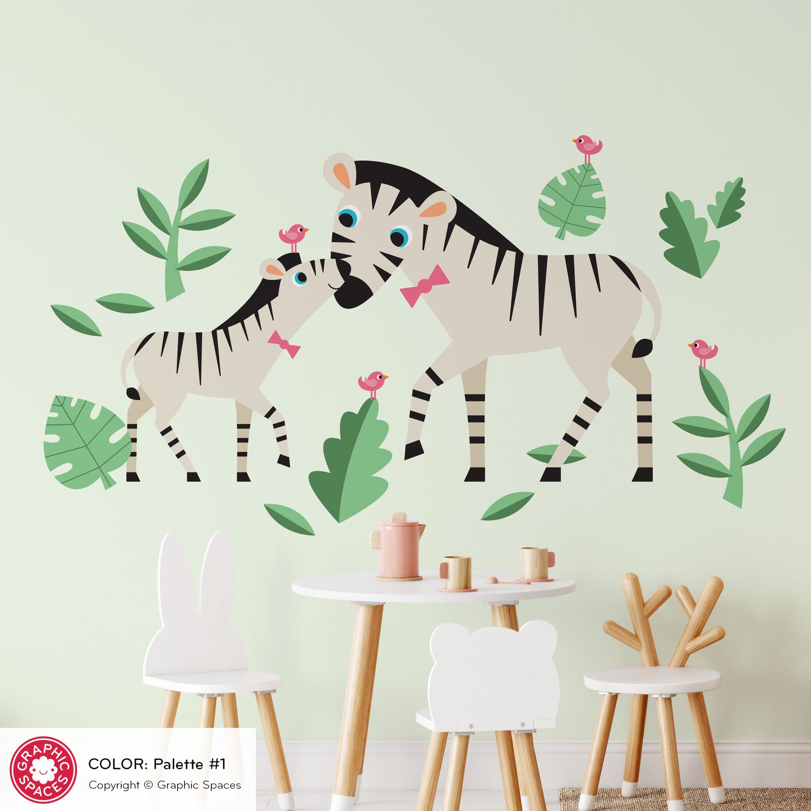 Nursery Wall Decal - Zebra Mommy & Baby - Graphic Spaces