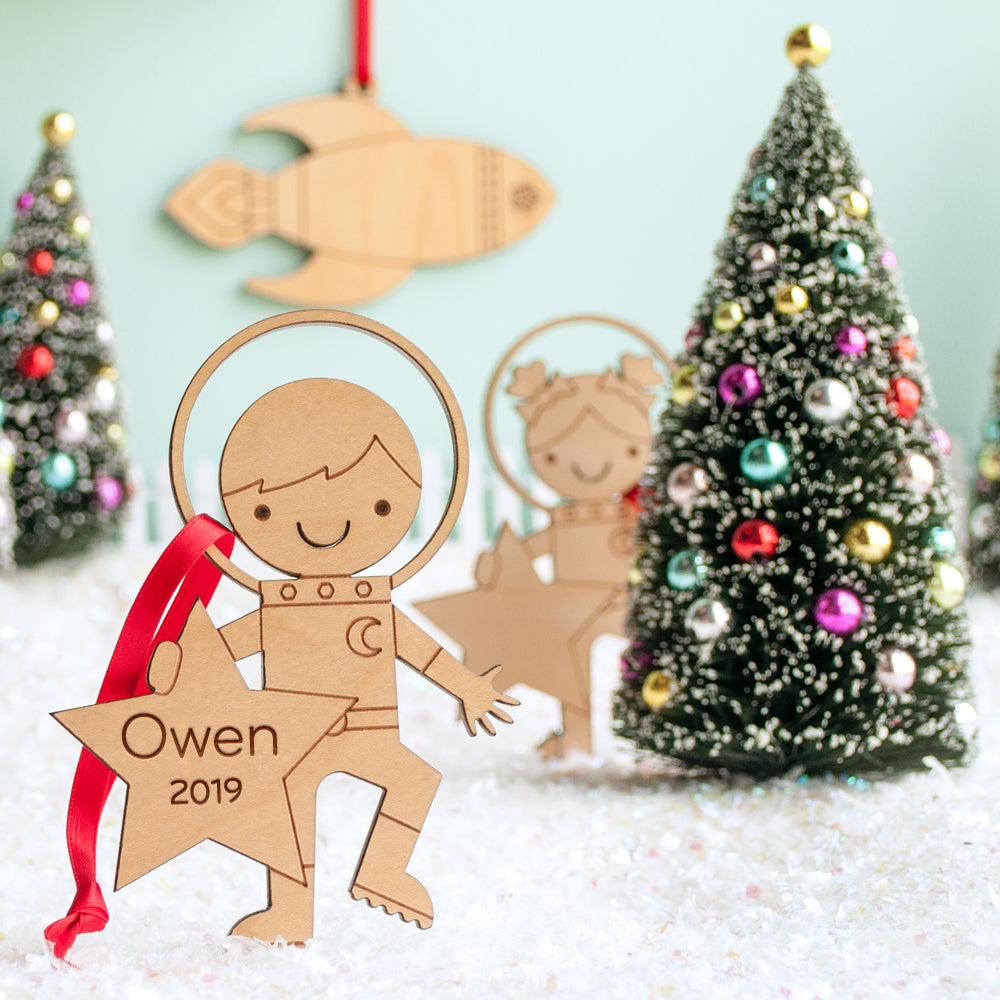 outer space astronaut boy christmas ornament personalized