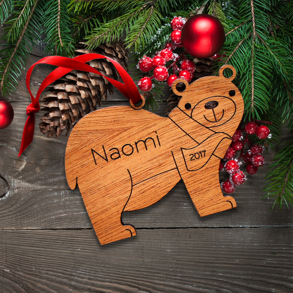 bear christmas ornament personalized