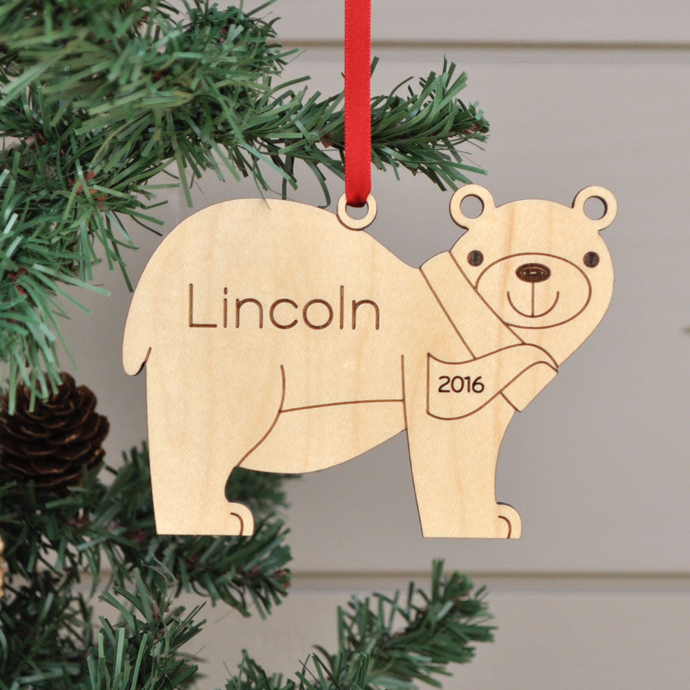 bear christmas ornament personalized