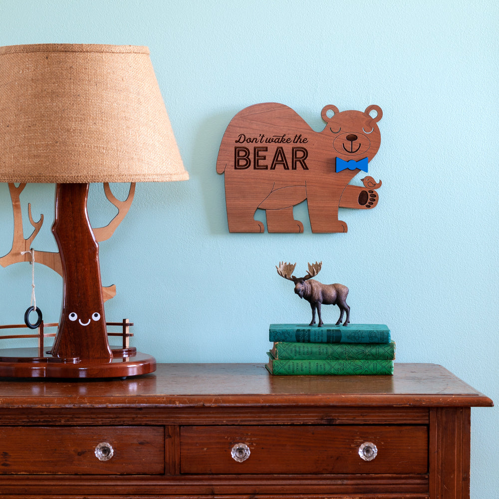 Bear Wooden Wall Hanging &quot;Don&#39;t wake the bear&quot;