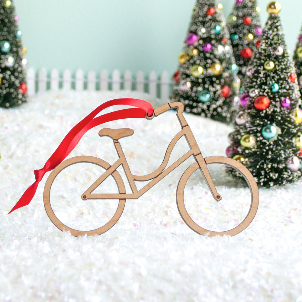 Bike Wooden Christmas Ornament: Modern Girl
