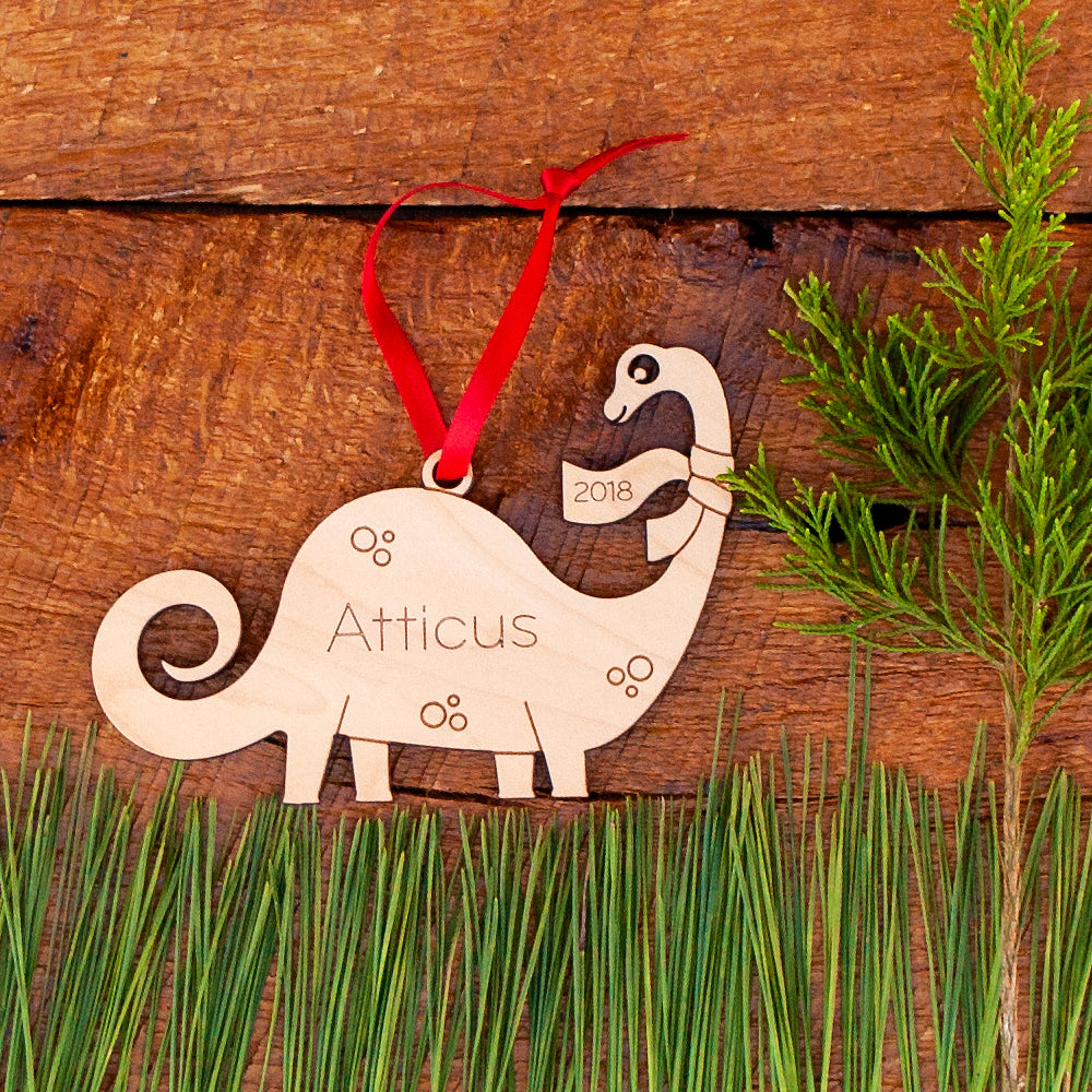 dinosaur Christmas ornament personalized brontosaurus