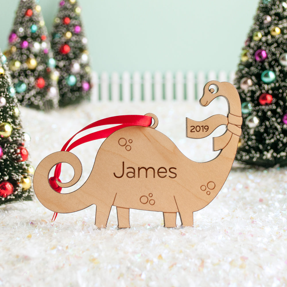 dinosaur Christmas ornament personalized brontosaurus