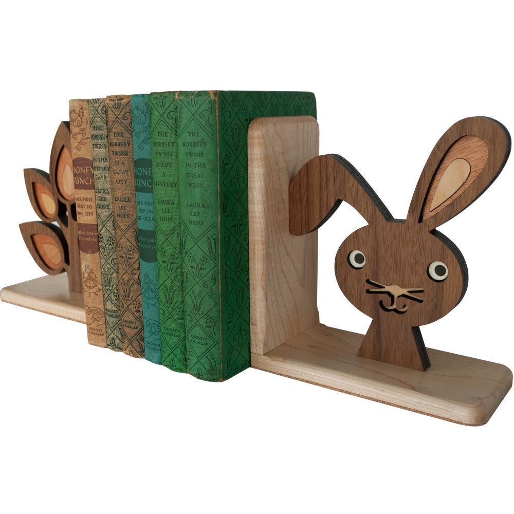 Bunny Wooden Bookend for woodland animal nursery decor handmade by Graphic Spaces