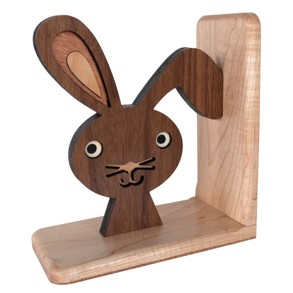 Bunny Wooden Bookend for woodland animal nursery decor handmade by Graphic Spaces