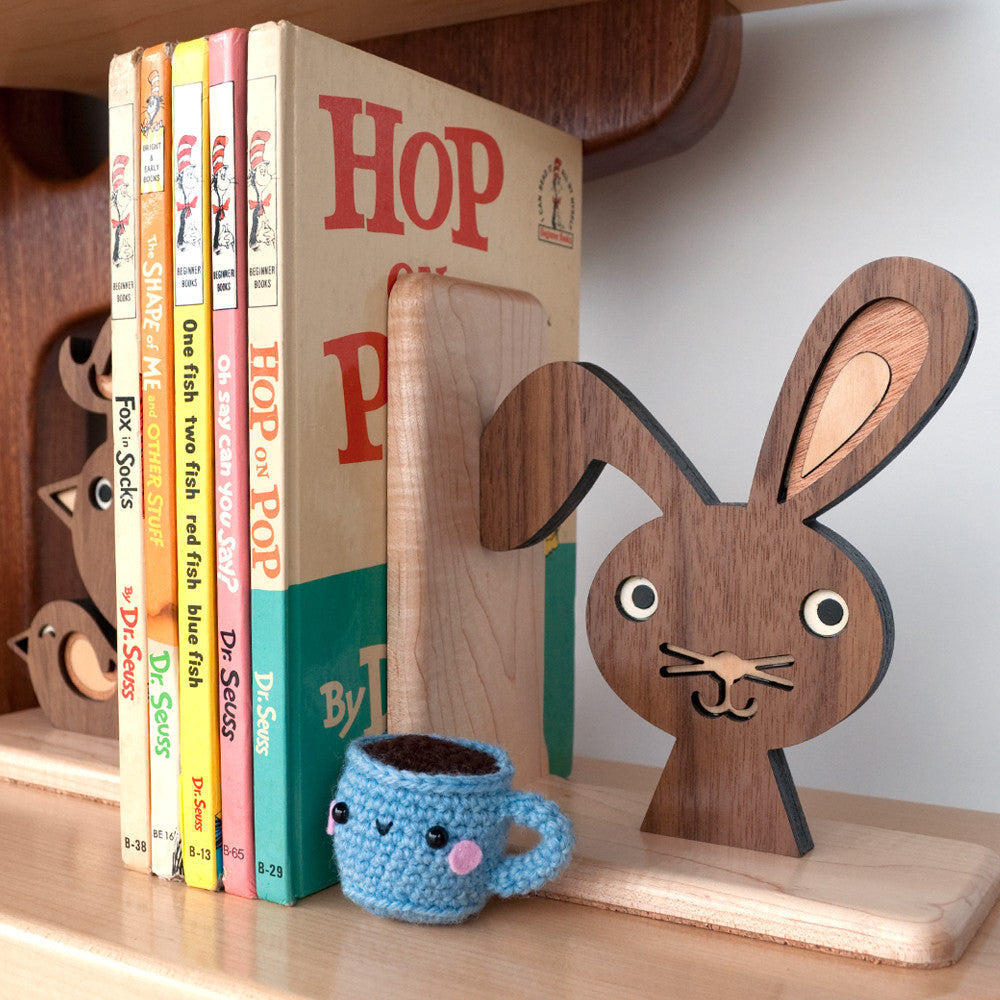 Bunny Wooden Bookend for woodland animal nursery decor handmade by Graphic Spaces