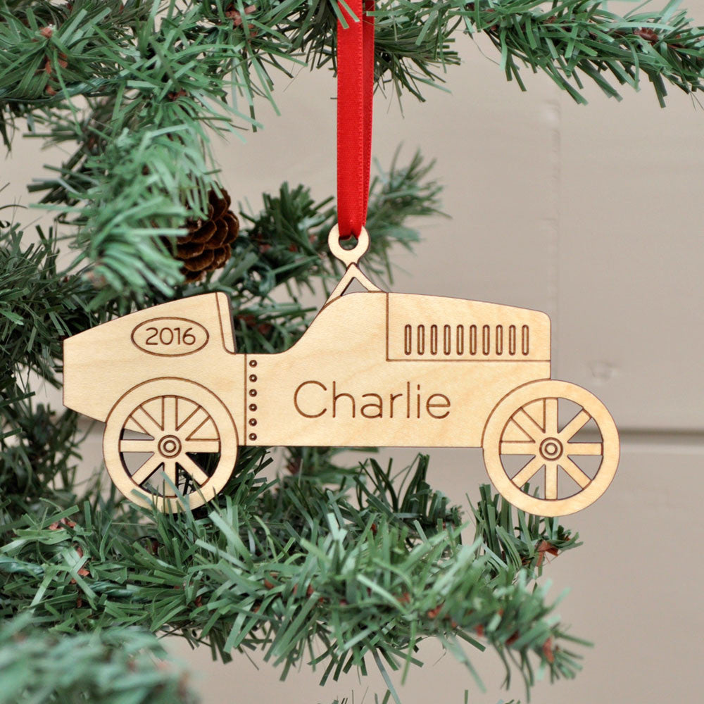 classic race car christmas ornament personalized