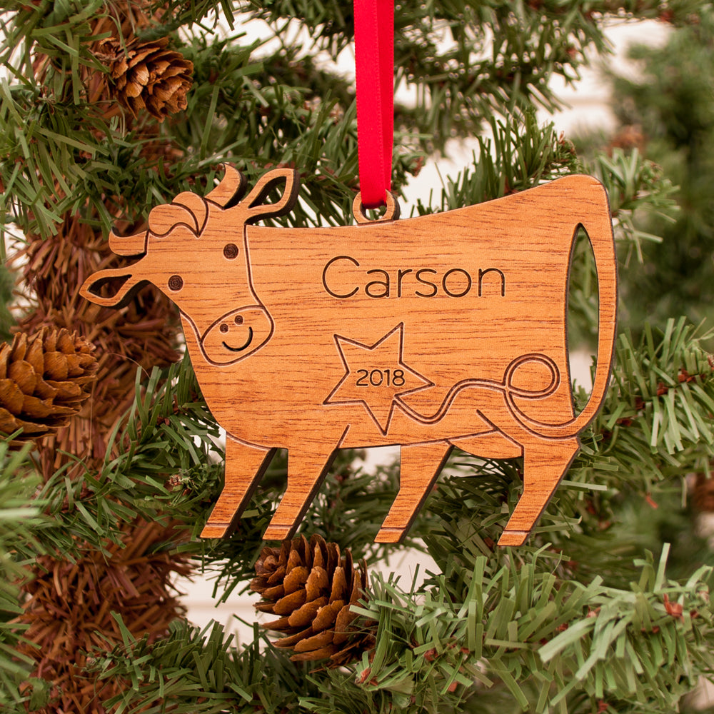 cow christmas ornament personalized