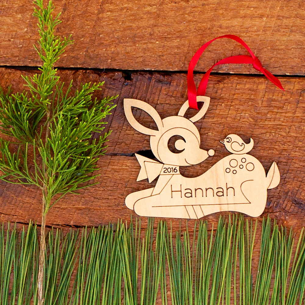 deer christmas ornament personalized